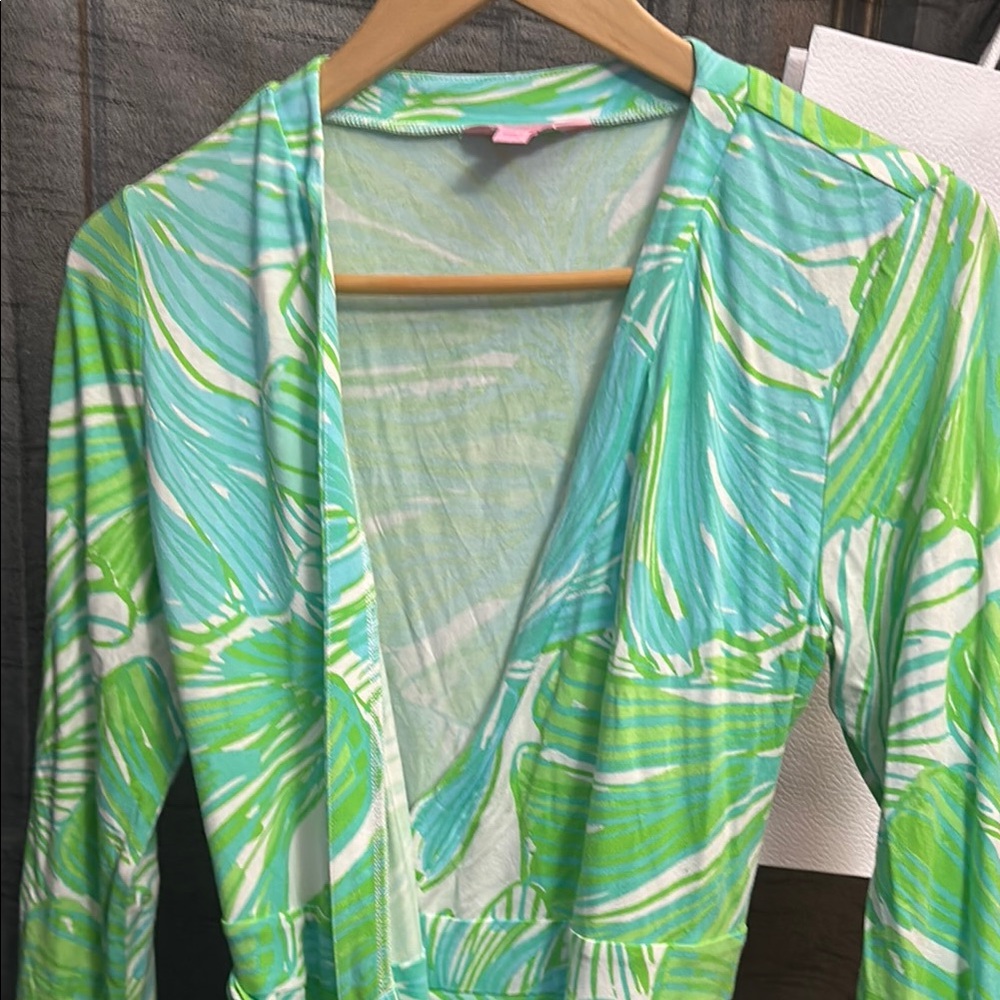Lilly Pulitzer Green and Blue Leaf Print Jumpsuit
